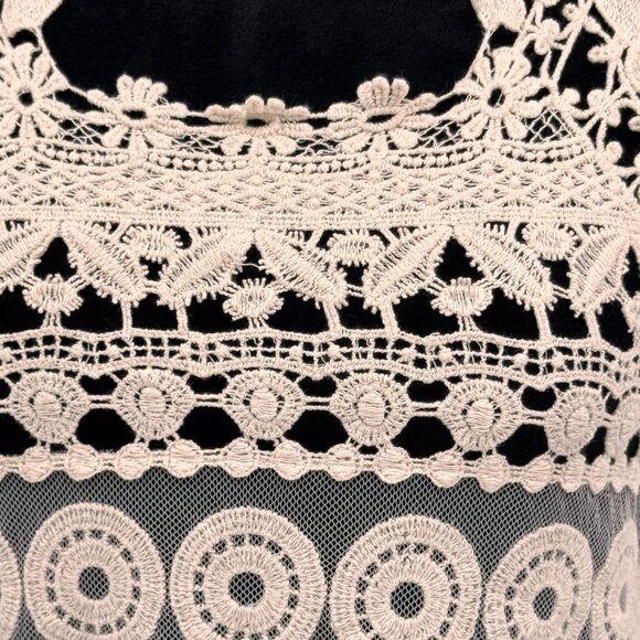 Vtg ISSI Y2K Top Womens M Lace Cami Sheer Feminine Boho Chic Lolita Coquette - Picture 5 of 8